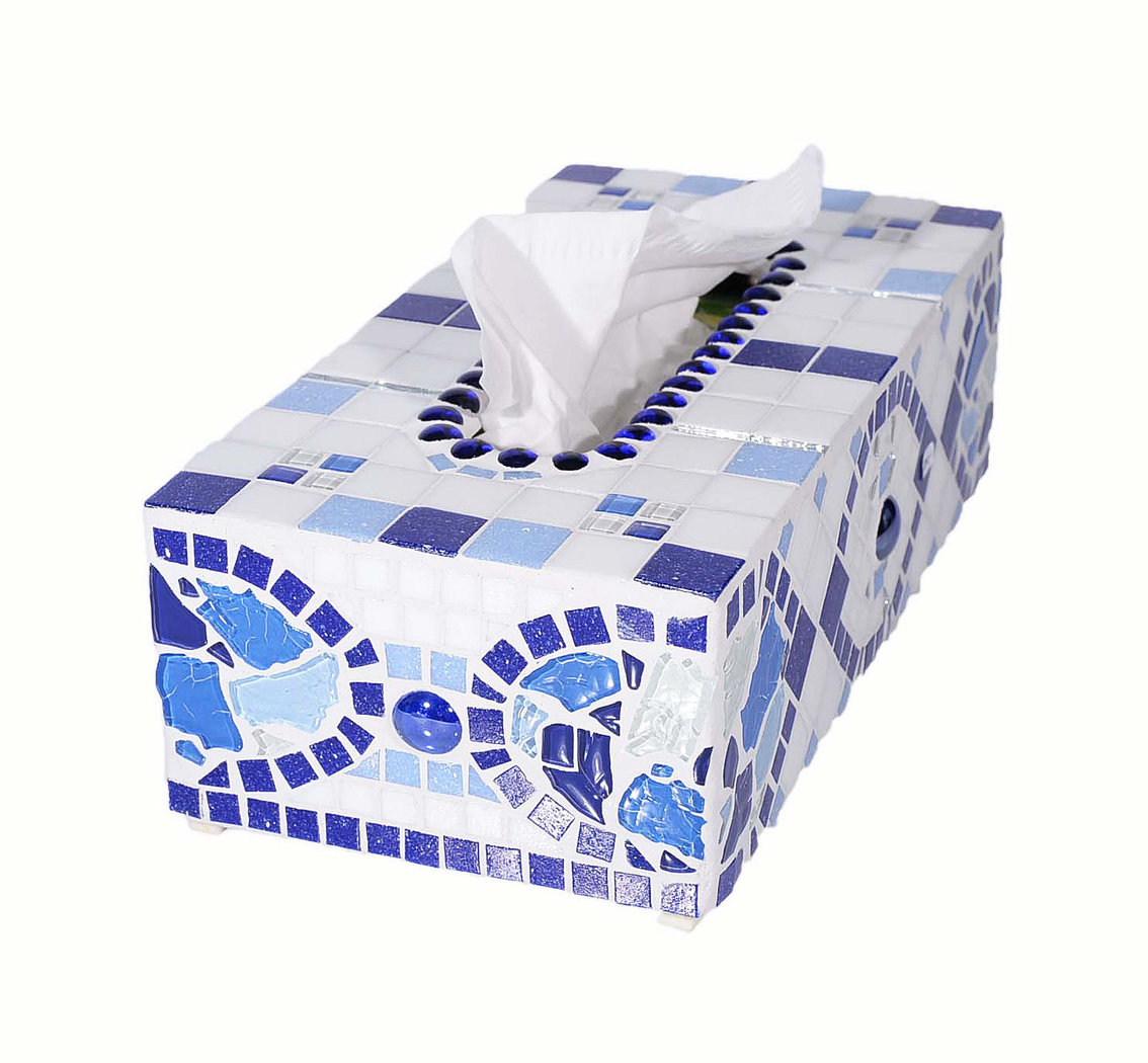 Knautschfreie Taschentuch-Box zum Wiederbefüllen Eiskristall-Design, inkl.  Tüchern, Hochformat