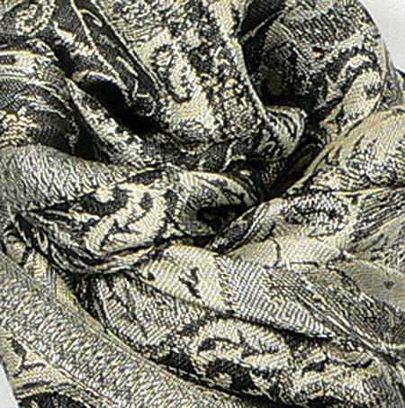 Seidenschal Paisley-Muster Schwarz-Kitt 35cm