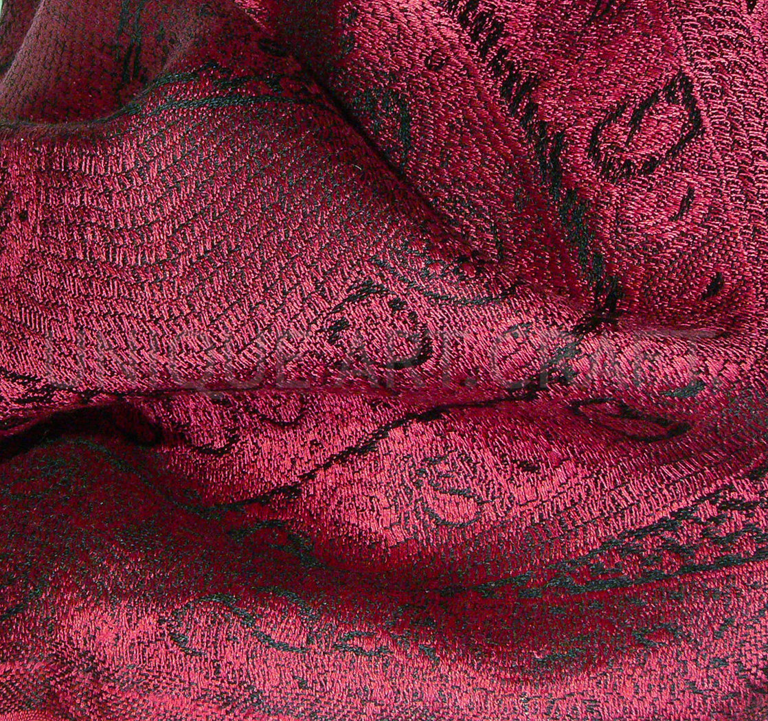 Seidenschal Paisley-Muster Rot+Schwarz 35cm