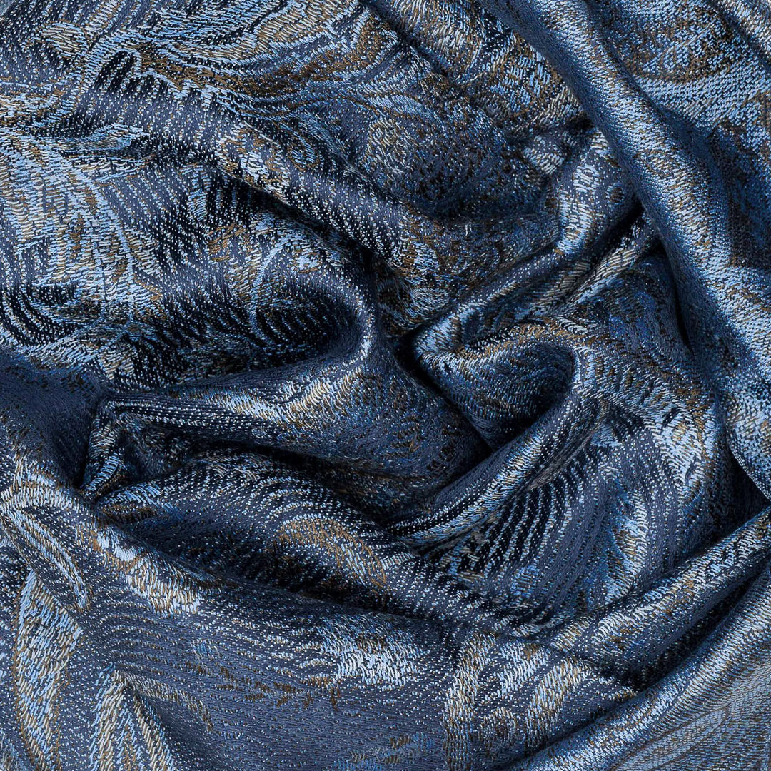 Seidenschal Paisley-Muster Blautöne,Grau,Schwarz 35cm -edel!