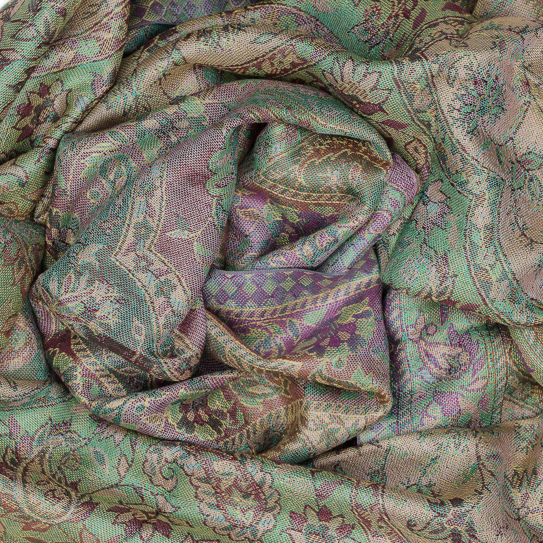 Seidenschal Paisley-Muster Pastell Grün Rosa 55 cm