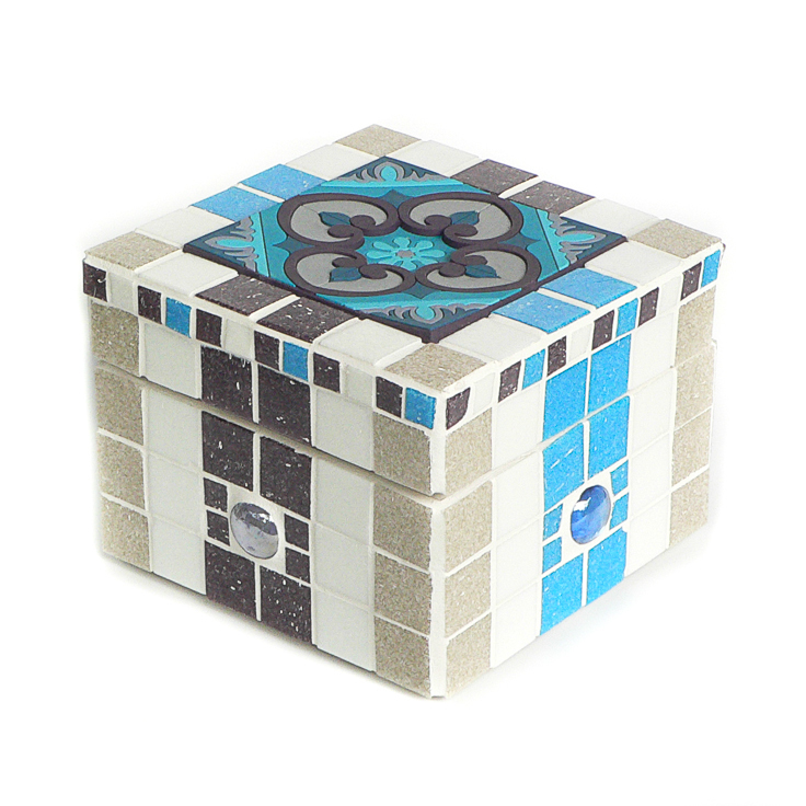 Mosaikbox Türkis-Weiß