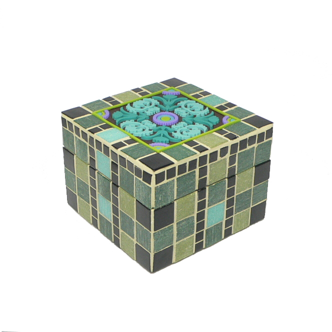 Mosaikbox Grüntöne-Schwarz