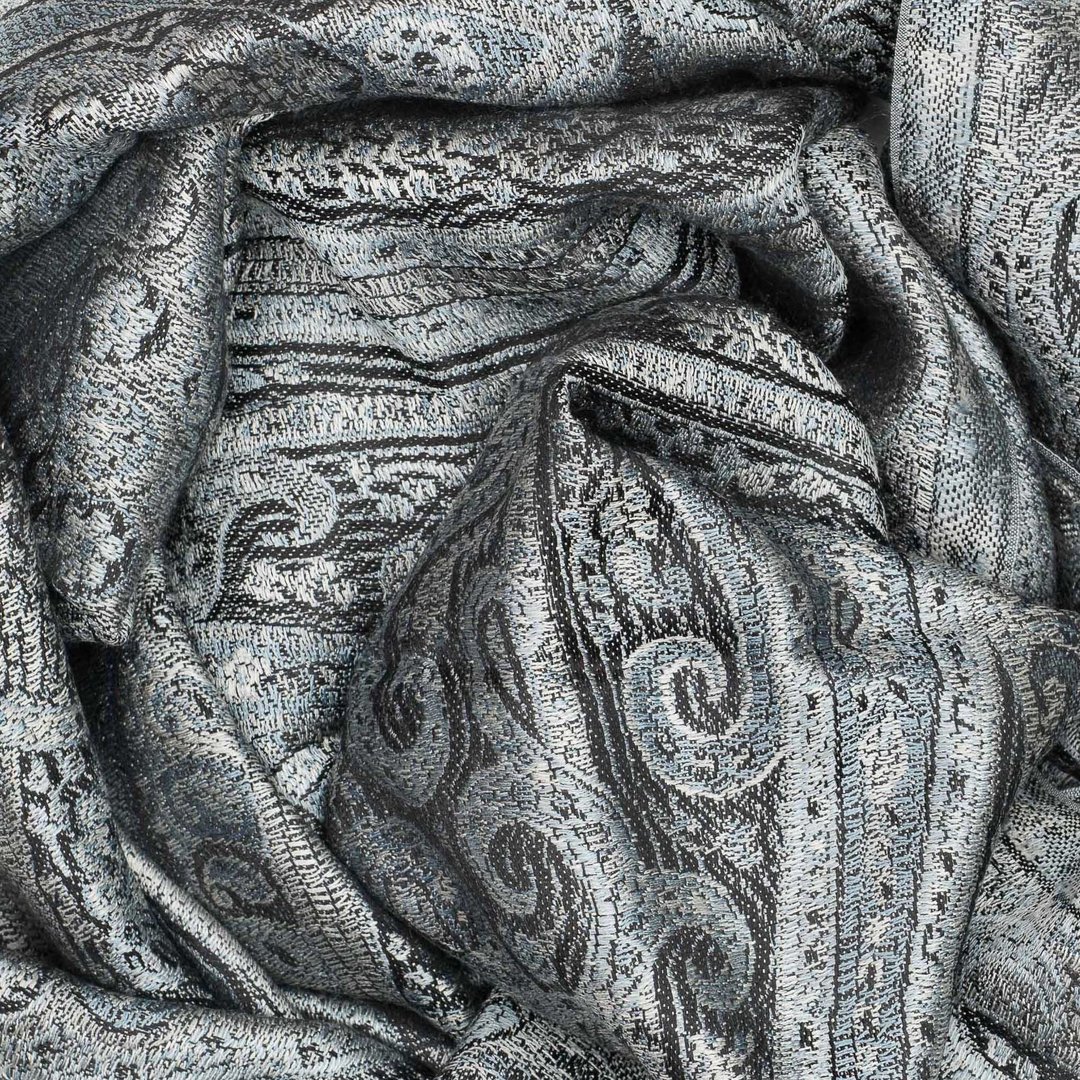 Seidenschal Paisley-Muster Grau-Schwarz 35cm