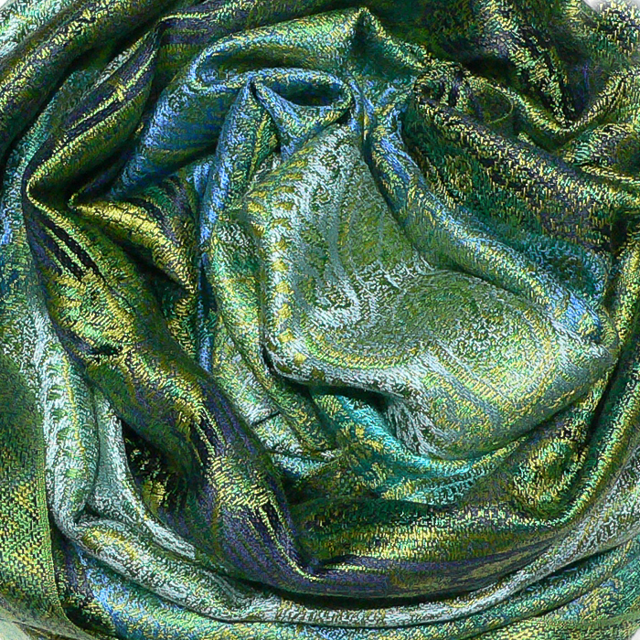 Seidenschal Paisleymuster grüne Türkistöne 35cm