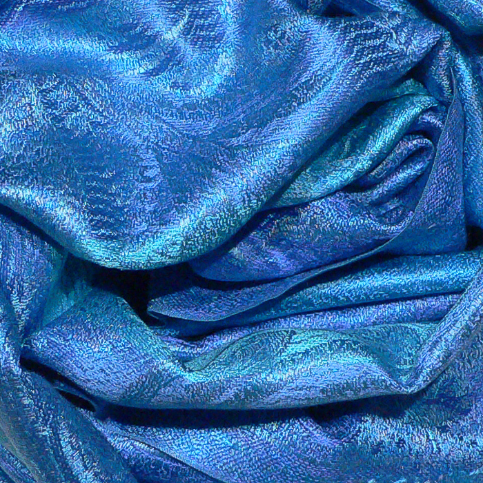 Seidenschal Paisley-Muster Blautürkis 35cm ohne Fransen